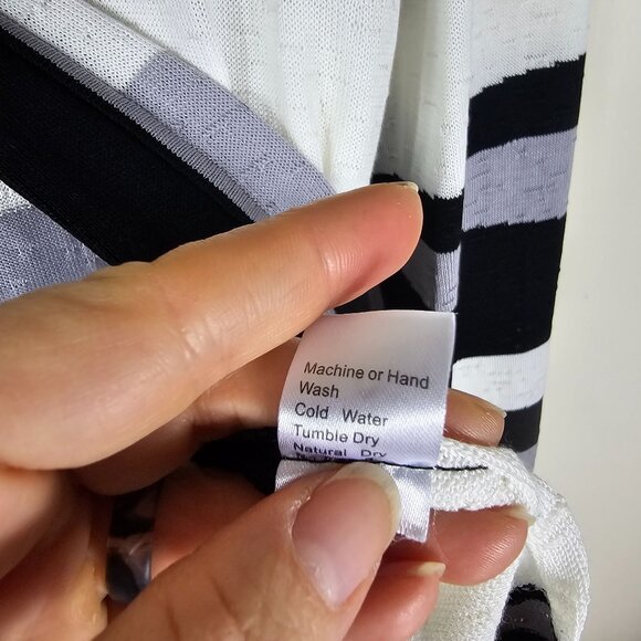 Ming Wang Open Front Hook Cardigan Sweater 1X Lilac Geometric Office Mature - Picture 9 of 11